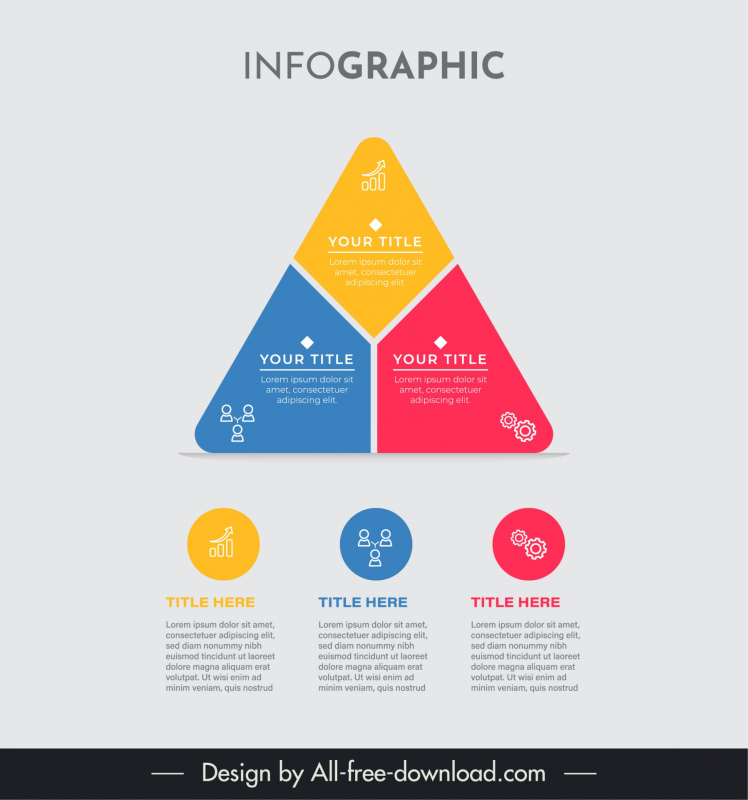 3 elements infographic template flat modern geometric shapes layout 