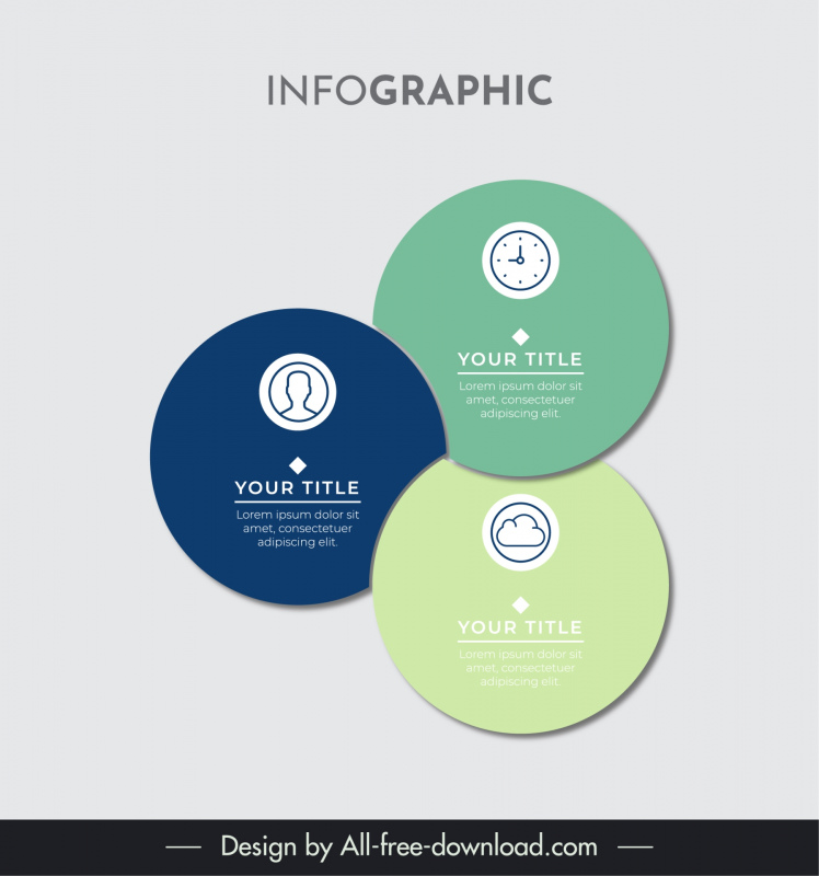 3 elements infographic template flat  ui  circles connection