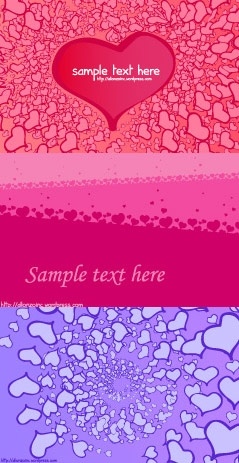 3 valentine day heartshaped card background vector