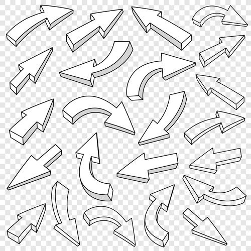 3d arrows outline vector 