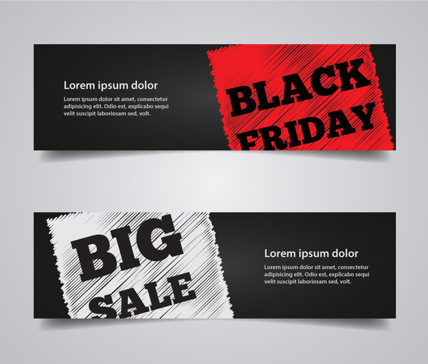 3d black friday banner information on two stickers