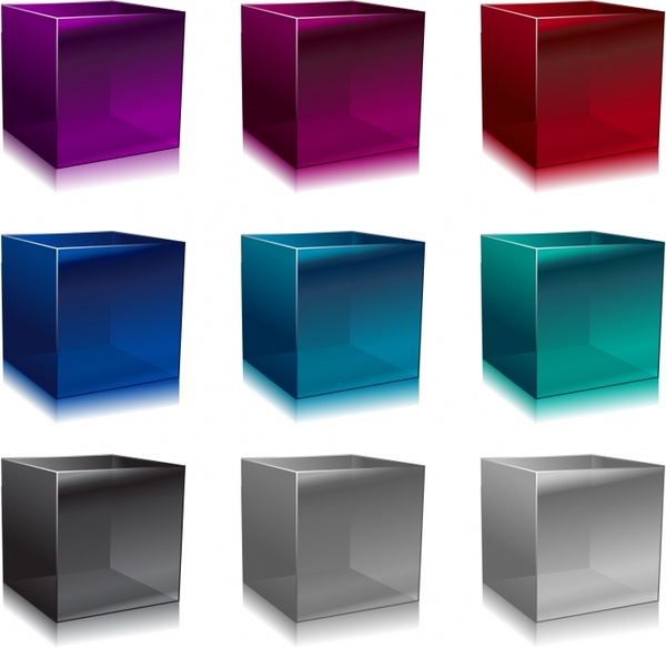 Download Cubic box icons colored modern 3d design Free vector in Encapsulated PostScript eps ( .eps ...