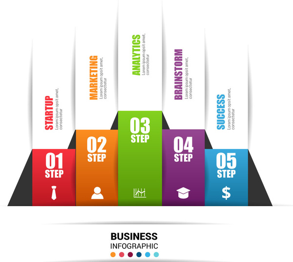 3d business infographic vector illustration with vertical tabs