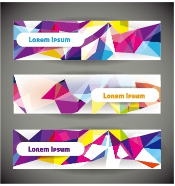 3d colored shapes banners vector set