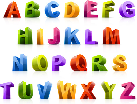 3d colorful alphabets design vector