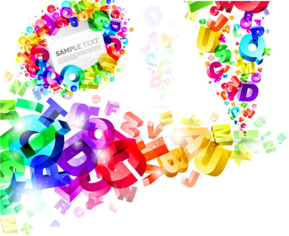 3d colorful letters background vector 