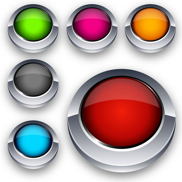 3d colorful round buttons icons Vectors graphic art designs in editable ...