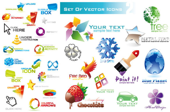 3d crystal icons vector
