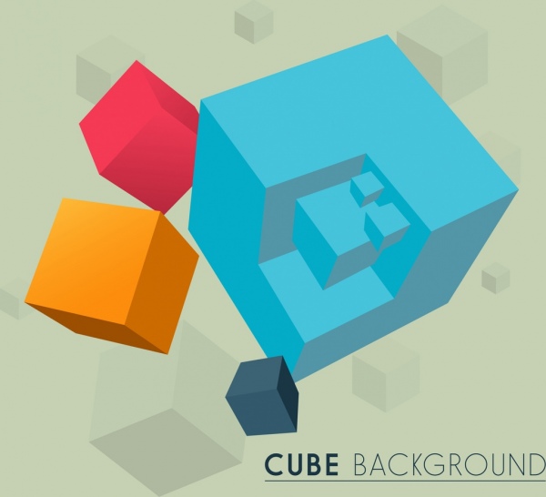 3d cubic background colorful icons decor