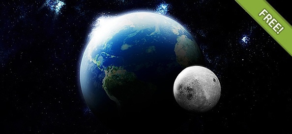 3D Earth and Moon for adobe photoshop