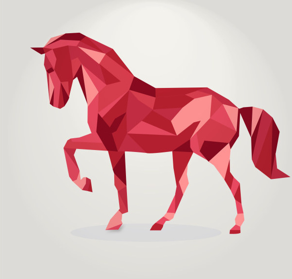 3d geometric shapes horse creative vector 