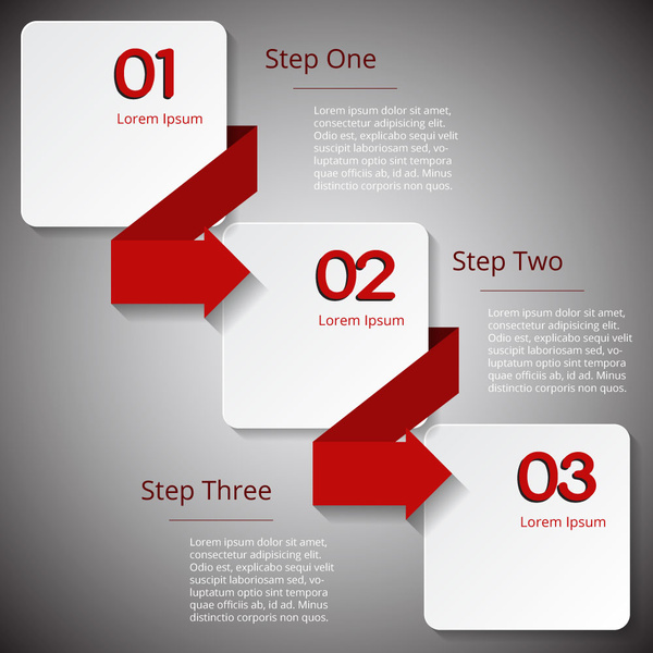 3d infographic diagram design with squares and curved arrows