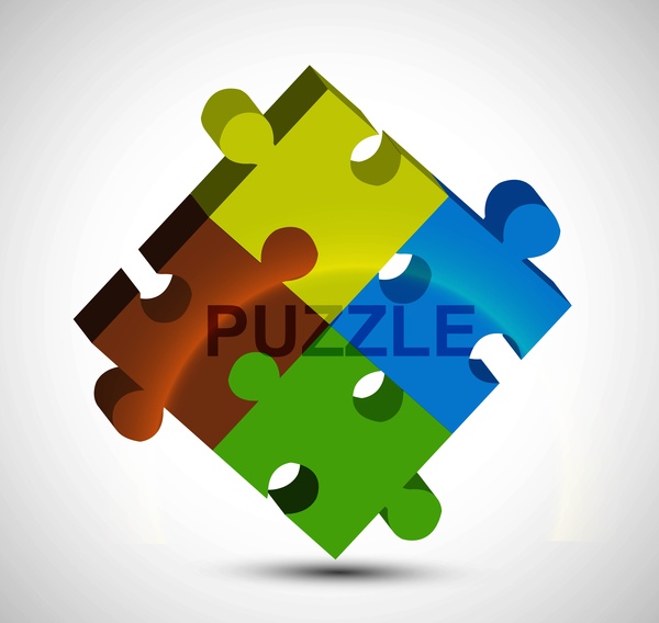 3d puzzle colorful shiny vector design