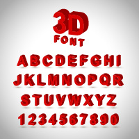 3d red letters and numbers vector