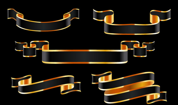 3d ribbon sets with black and yellow background