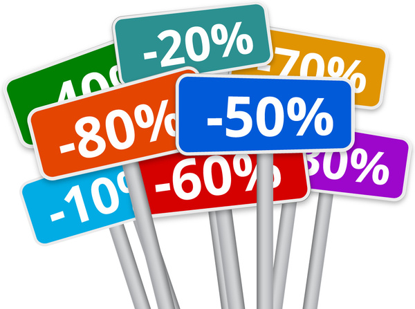 3d selection of multicoloured discount signs