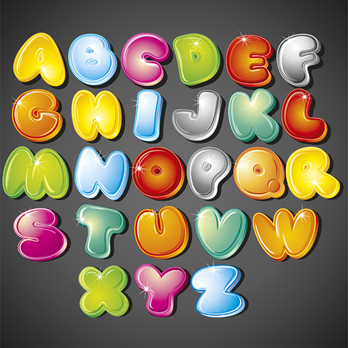3d shiny alphabet and numbers vector design