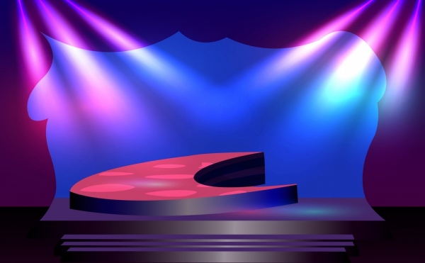 3d stage design violet light decor modern style