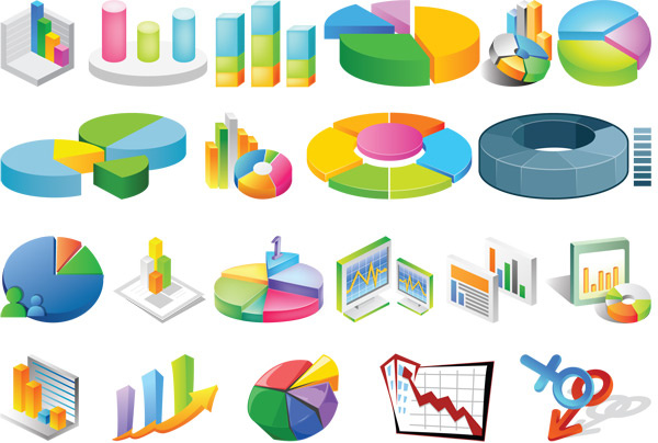 3d stereo statistical analysis chart vector
