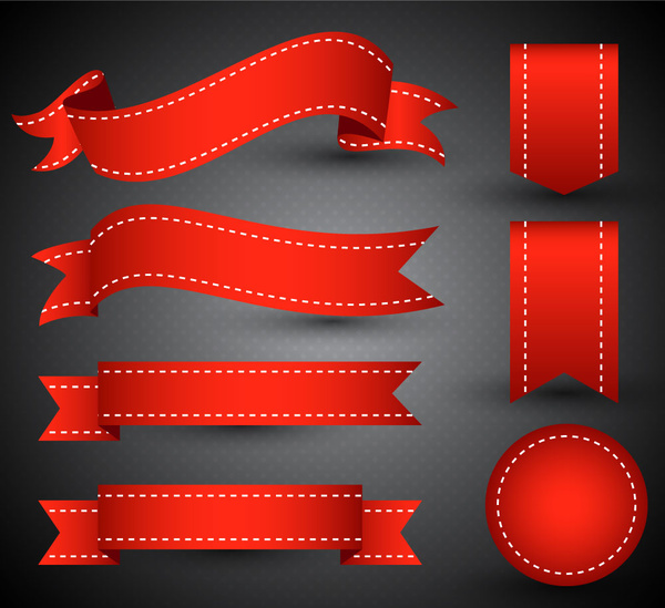 Download 3d vector illustration of curved red ribbon sets Free ...