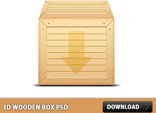 3D Wooden Box Free PSD