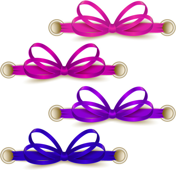 4 color ribbon bow vector