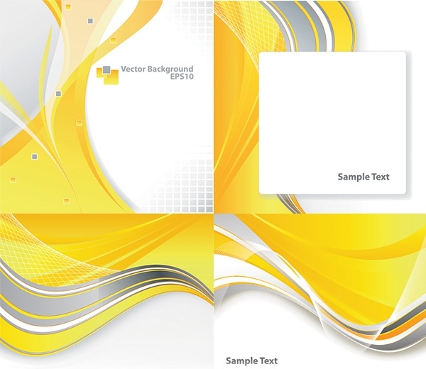 4 dynamic curves yellow background vector