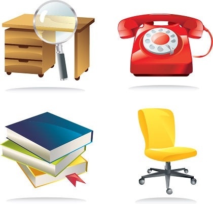 office equipment tool icons collection colored design