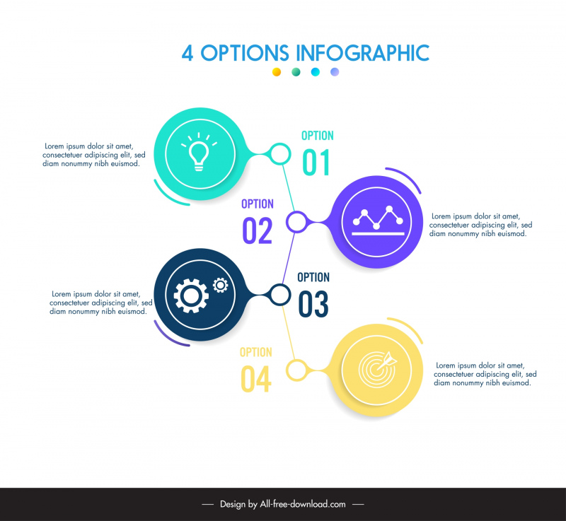 4 options infographic template circles connection 