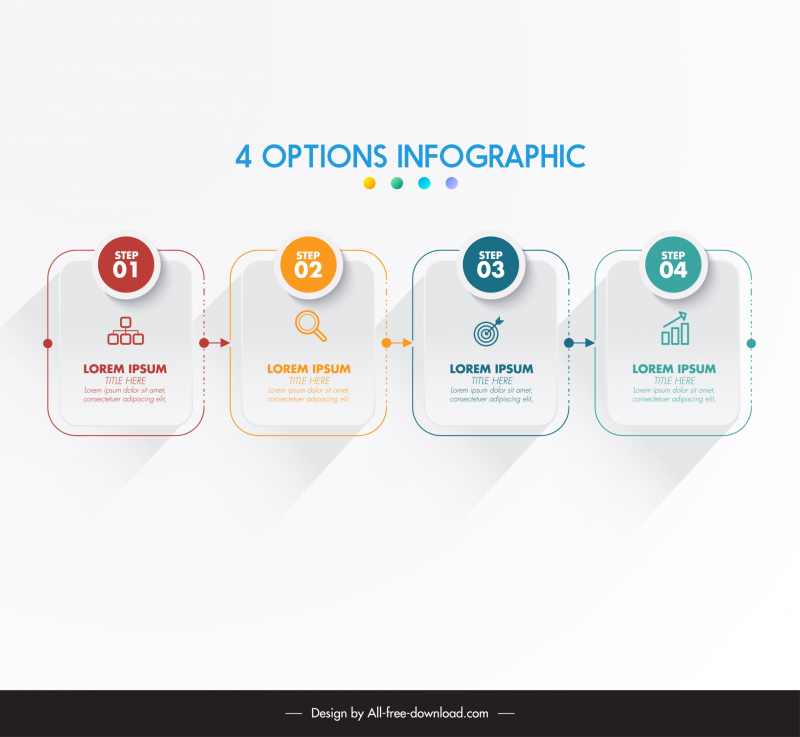 4 options infographic template elegant squares connection