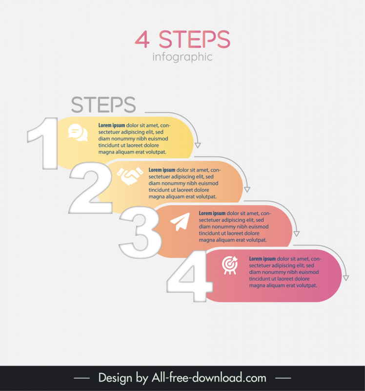 4 steps infographic design elements flat elegant layers
