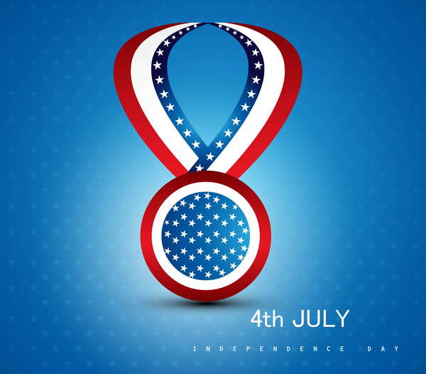 4th july badge ribbon of american independence day
