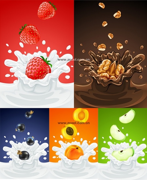 5 fruit and milk moment vector fall