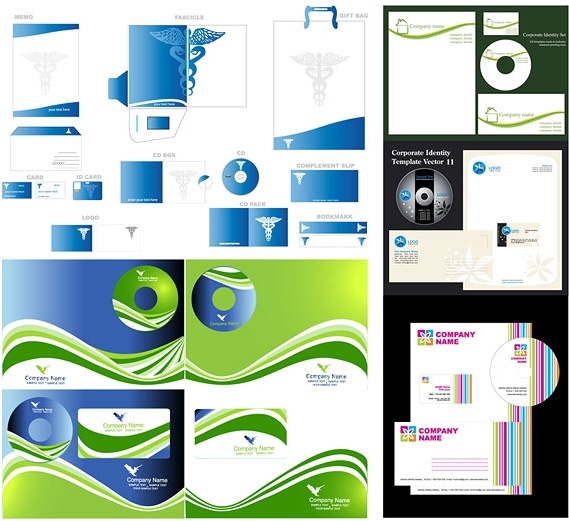5 sets of simple business vi template vector
