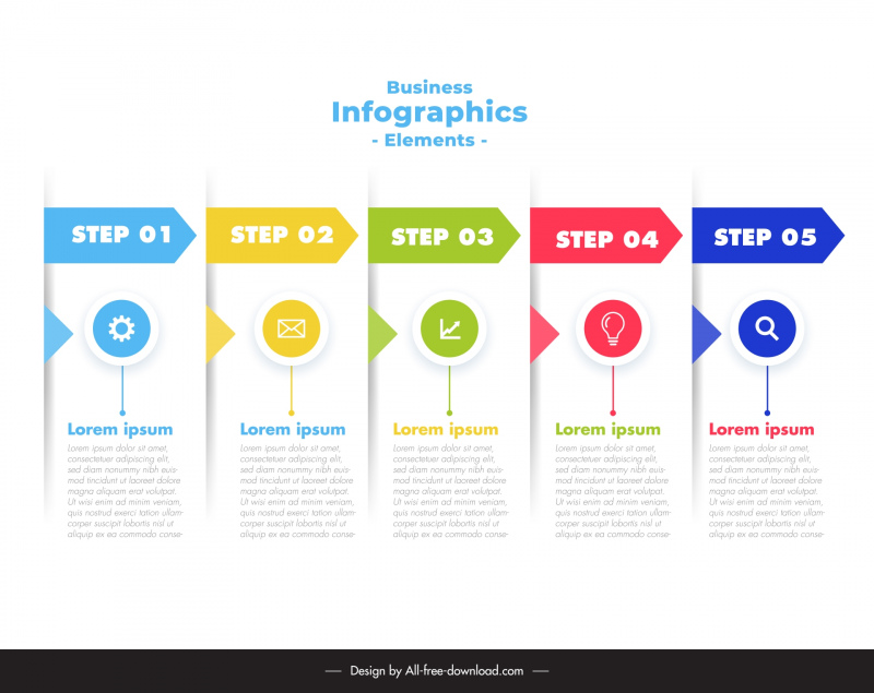 5 steps infographic template elegant modern sections layout