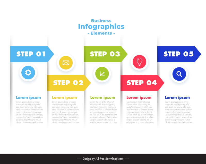 5 steps infographic template symmetric arrow sections layout