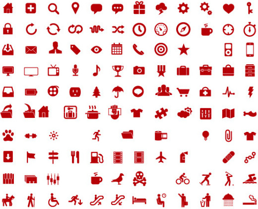 600 kind commonly red icons vector