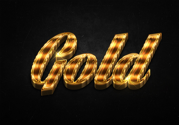 6 3d shiny gold text effects preview
