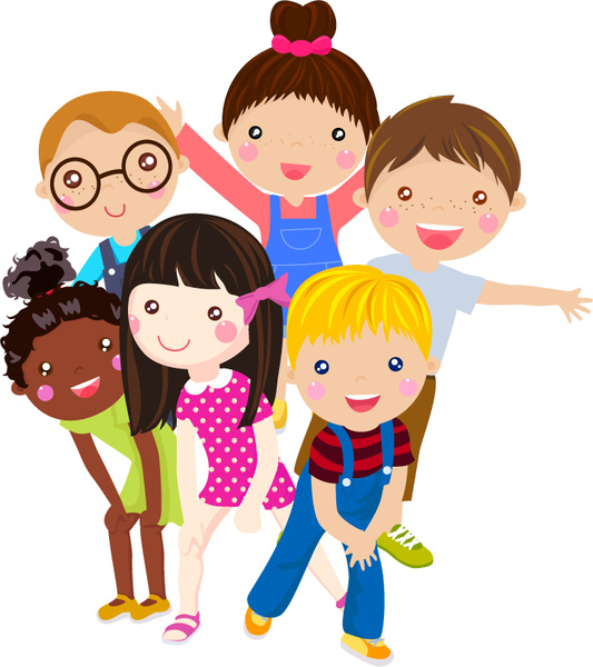 6 children8217s cartoon face vector 