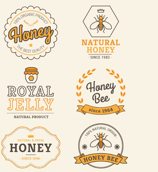 6 creative honey label vector