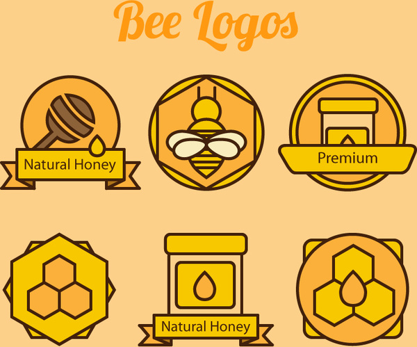 6 honey elements mark vector