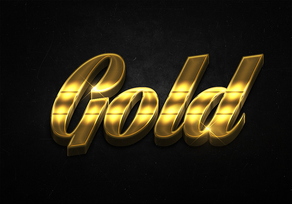 76 3d shiny gold text effects preview