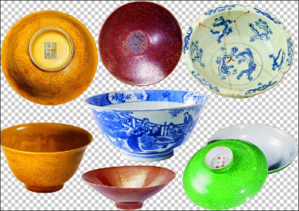 7 ceramic bowls wooden bowls psd pictures