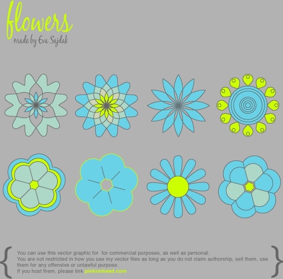 8 Simple Vector Flowers