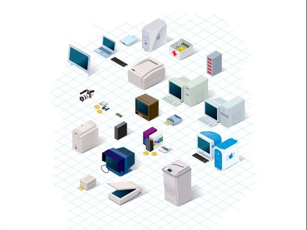 computing technology collection vector illustration with 3d style