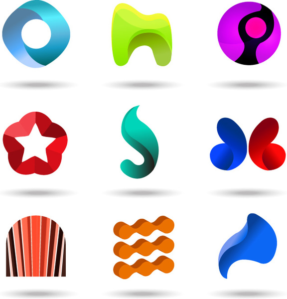 9 color logo design vector