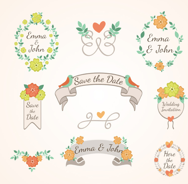 9 fresh flowers wedding tag vector Free vector in Adobe ...