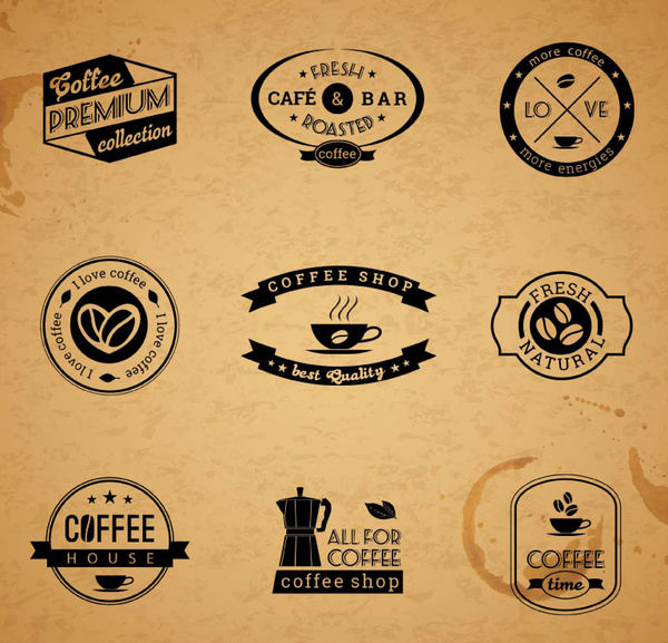 Download 9 retro coffee label design vector Free vector in Adobe ...