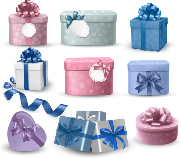 9 ribbon gift box design vector