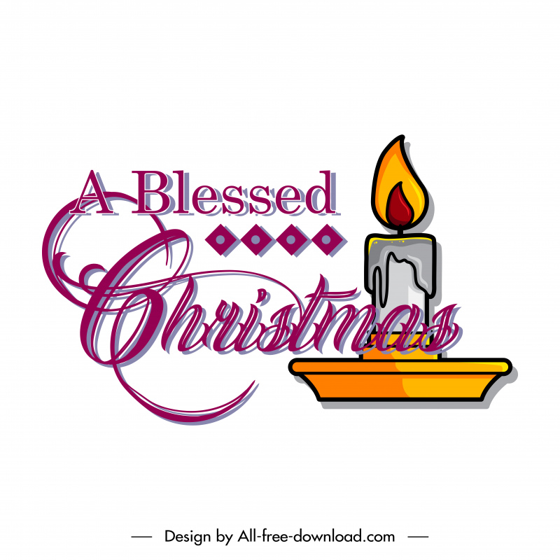 a blessed christmas decorative elements calligraphic texts candle sketch